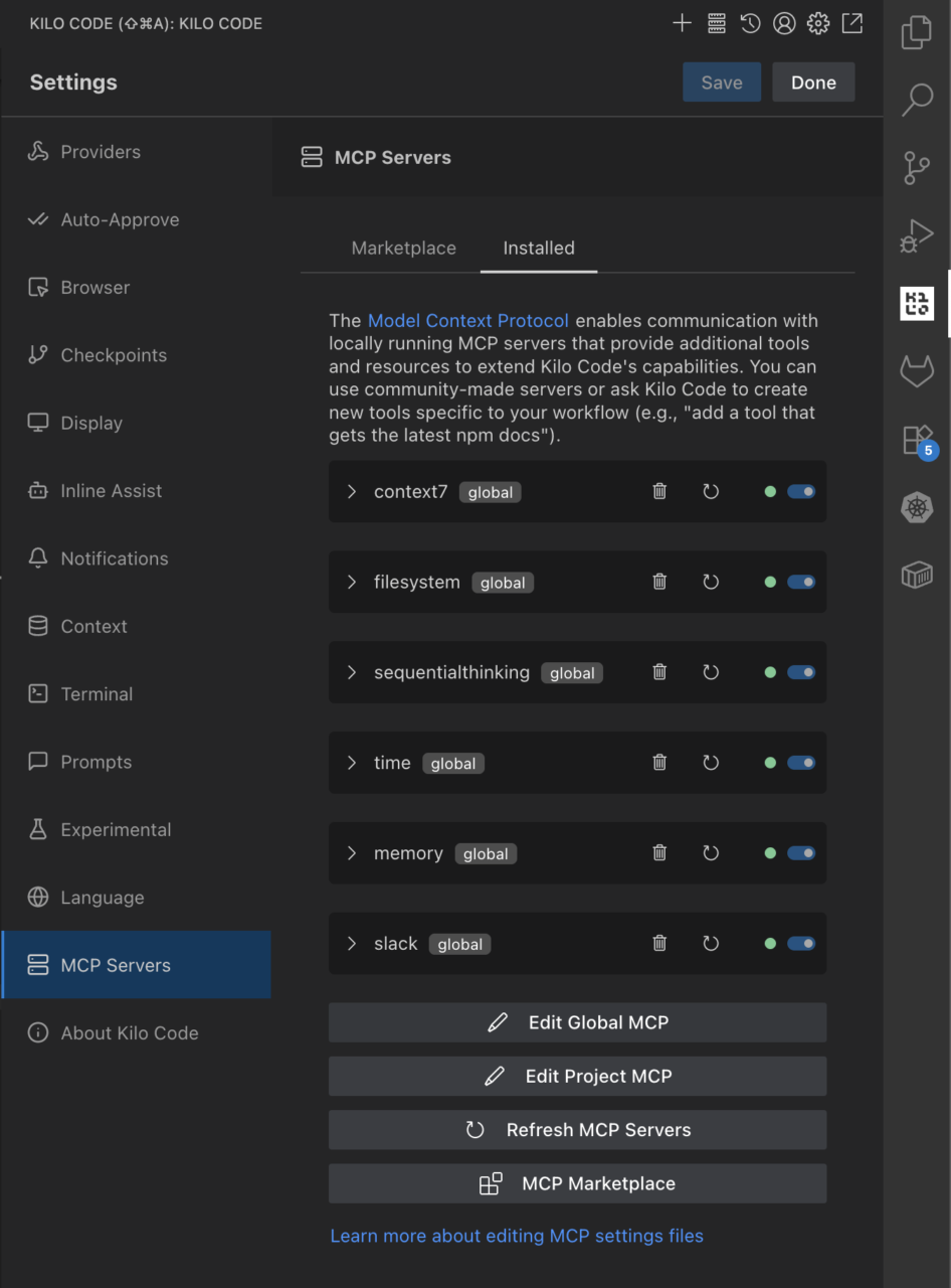 Configure some other MCP server as a private search provider: